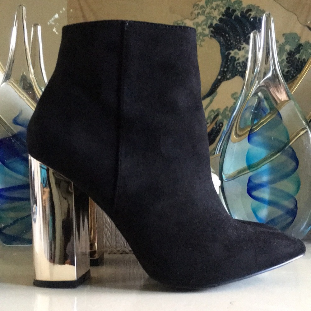 Charlotte Russe: black gold heeled booties